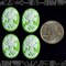 Lime Green and White Skeletal Profile 24mm x 18mm Resin Cameos - Set of Six - CAM69